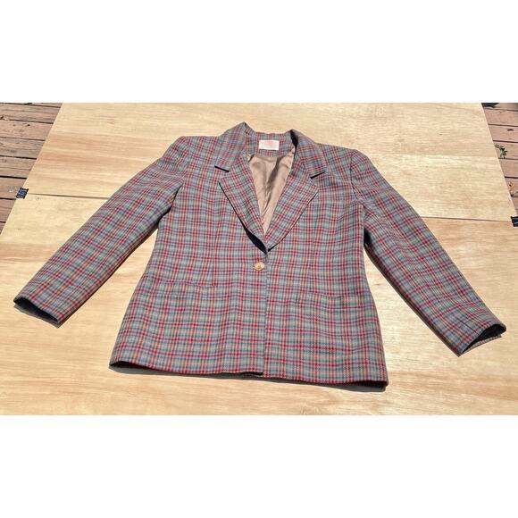 VTG. PENDLETON Plaid Virgin Wool Blazer Two Button Jacket Women Brown SZ 30"X19" - Picture 1 of 8